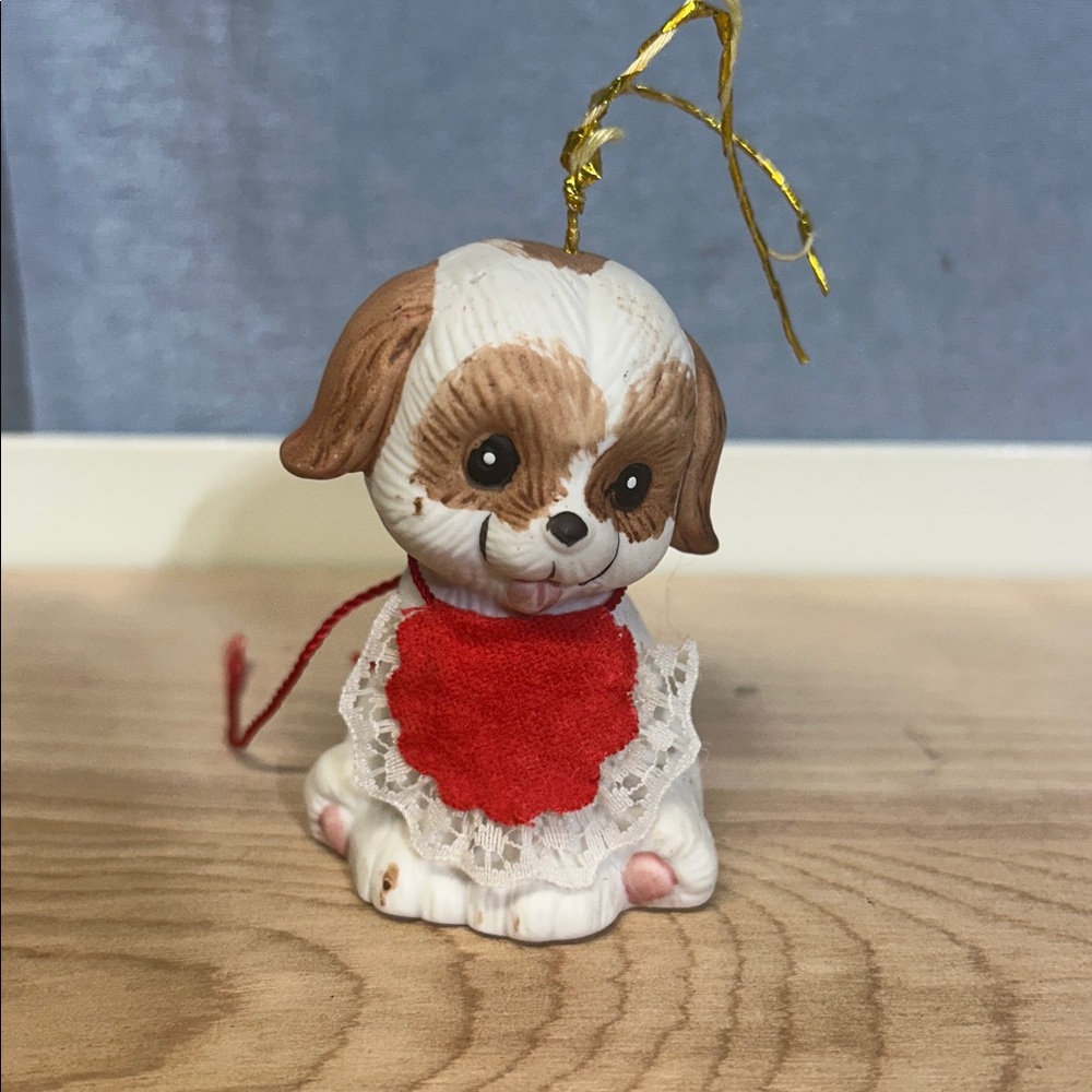 1980's L'il Chimer, JASCO Taiwan, Bisque Porcelain, Hand Painted Dog Bell